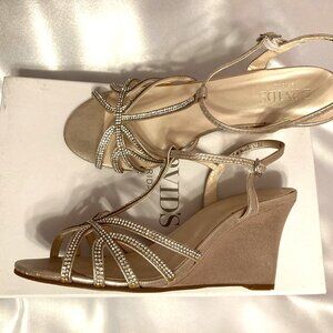 David's Bridal Nora Formal Champagne Wedge Shoes